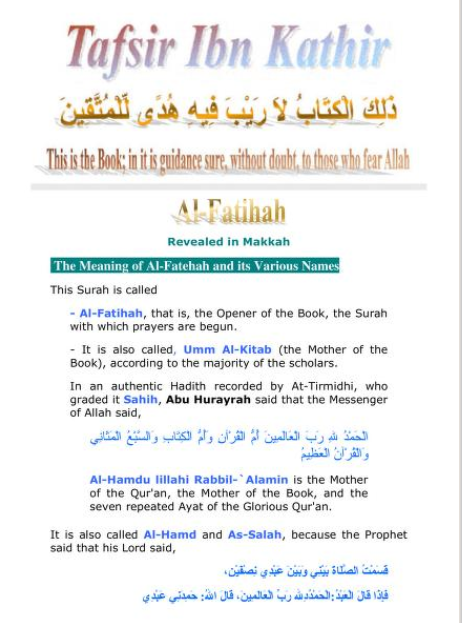 RECOMMENDED: Tafseer Ibn Kathir in English by Surah (114 Surah's) - E M ...